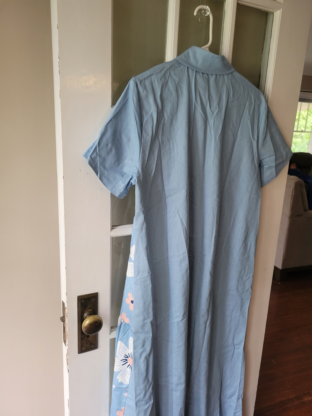 Blue Button-Up Floral Print Short Sleeve Maxi Dress Women's Size 3X Casual - Picture 11 of 15